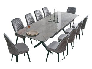 Комплект стол и стулья TOWER (10 shairs + dining table 233/278*100*77) (29966)