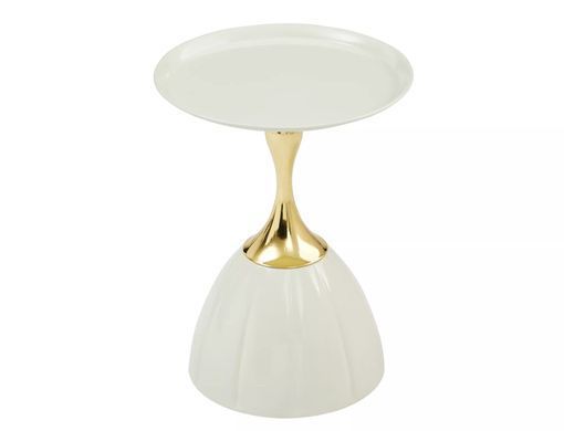 Măsuță de cafea PIANA ALB cu ALB și AURIU (METAL) 38&times;50 cm
