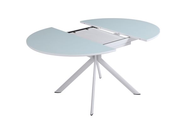 Capri dining table (glossy glass) 1150/1550*1150*760 glossy tabletop, color white, leg white
