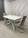 Dining table TENERIFE WHITE MARBLE 140/190*90*76 (extendable table with mechanism, table-top MDF white marble + white marble sintered stone, leg metal white marble)(29573)