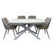 Dining table TENERIFE WHITE MARBLE 140/190*90*76 (extendable table with mechanism, table-top MDF white marble + white marble sintered stone, leg metal white marble)(29573)