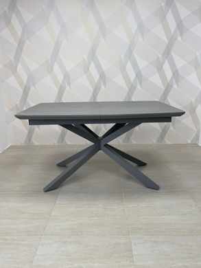 Dining tableTENERIFE GREY CERAMIC 140/190*90*76 (extendable table with mechanism, table-top MDF grey matte + grey ceramic, leg metal grey matte)(29574)