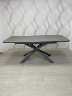 Dining tableTENERIFE GREY CERAMIC 140/190*90*76 (extendable table with mechanism, table-top MDF grey matte + grey ceramic, leg metal grey matte)(29574)