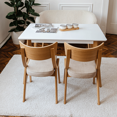 Masă de sufragerie pliabilă din lemn Milan, alb\natural, 1200(+380)*800*760 dreptunghiulară (29732)