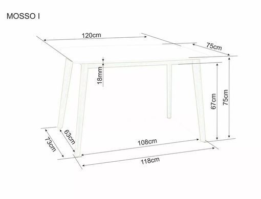 Masă de dining MOSSO I ALB cu STEJAR (MDF/LEMN DE CAUCIUC) 120&times;75 cm