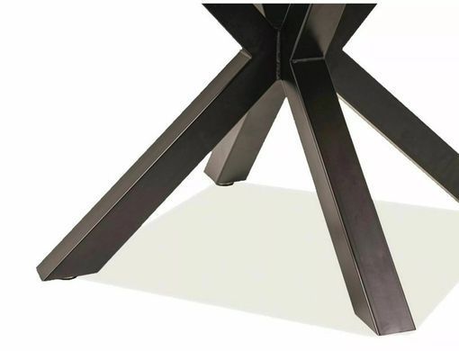 Masă de dining RITMO, blat din furnir de stejar, cadru metalic negru mat, 76,5 &times; 120 cm