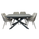 Dining tableTENERIFE GREY CERAMIC 140/190*90*76 (extendable table with mechanism, table-top MDF grey matte + grey ceramic, leg metal grey matte)(29574)