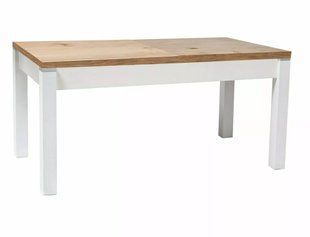 Masă de cafea extensibilă KLEOPATRA STEJAR LANCELOT cu ALB SEMIMAT (PAL LAMINAT/LEMN) 124&times;64 cm