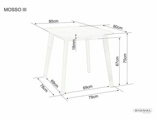 Masă de dining MOSSO III STEJAR (MDF/FURNIR NATURAL/LEMN) 80&times;80 cm