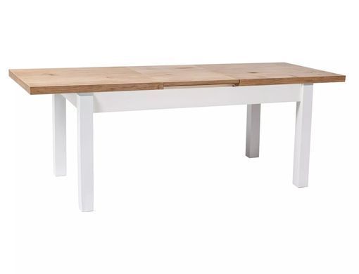 Masă de cafea extensibilă KLEOPATRA STEJAR LANCELOT cu ALB SEMIMAT (PAL LAMINAT/LEMN) 124&times;64 cm