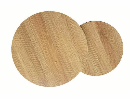 Set of coffee tables HOLA OAK with MATT BLACK (LAMINATED BOARD/METAL) 45&times;48/35&times;42 cm
