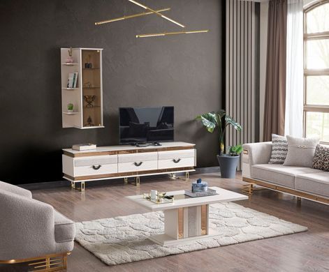 Set de living NOBEL (Masă, 6 scaune, comodă și oglinda)
