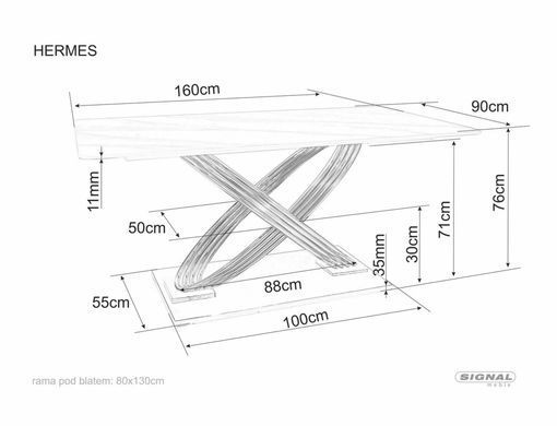 Masă de dining HERMES ALB EFECT MARMURĂ cu AURIU (CERAMICĂ/OȚEL INOXIDABIL) 160&times;90 cm