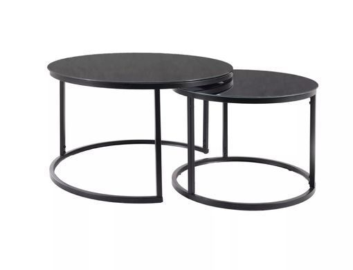 Set măsuțe de cafea ATLANTA D NEGRU cu NEGRU MAT (STICLĂ/METAL) 80&times;45/60&times;42 cm
