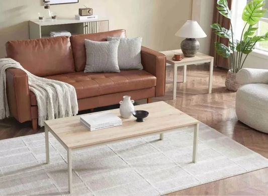 Măsuță de cafea FROST L1 STEJAR ALPIN cu ALB CALD (PAL LAMINAT/METAL) 120&times;60 cm