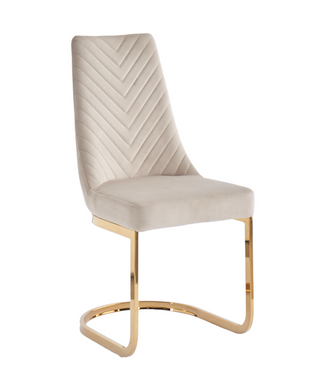 Dining chair ALICANTE-G BEIGE CAPPUCCINO 624798 (dining chair, beige cappuccino color back and seat, golden metal legs).