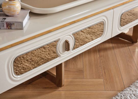 Set de living AQUA (Masă, 6 scaune, comodă și oglinda)