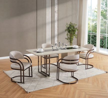 Set de living PUSULA (Masă, 6 scaune, comodă)