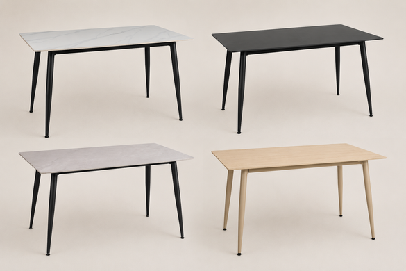 Masă de dining RION 130 ALB LUCIOS  (BLACK FRAME/WHITE GLOSS) 76*70*130 cm