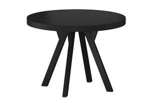 Masă de dining DOMINGO NEGRU MAT cu NEGRU (FURNIR NATURAL/METAL) 100(250)&times;100 cm