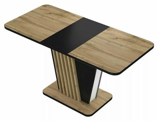 Masă de dining NEVIO STEJAR ARTISAN cu NEGRU (PAL LAMINAT) 125(170)&times;75 cm