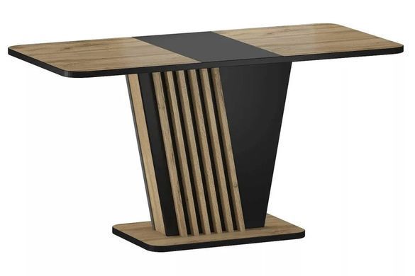 Masă de dining NEVIO STEJAR ARTISAN cu NEGRU (PAL LAMINAT) 125(170)&times;75 cm