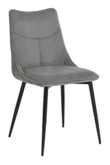Scaun de dining KELVIN GREY (scaun de dining, spătar și șezut din țesătură de designer, picioare metalice negre).(29869)