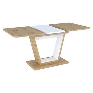 Masă de dining NIGEL STEJAR ARTISAN cu ALB MAT (PAL LAMINAT) 120(160)&times;80 cm