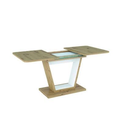 Masă de dining NIGEL STEJAR ARTISAN cu ALB MAT (PAL LAMINAT) 120(160)&times;80 cm