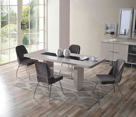 Set de living SANNY (Masă, 6 scaune, comodă și oglinda)