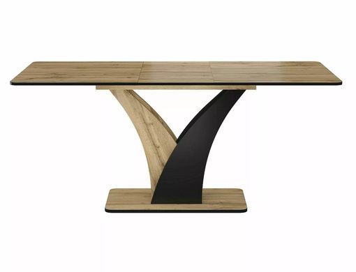 Masă de dining extensibilă VENTO, blat și cadru din placă laminată, stejar artizanal/negru, 76&times;68&times;120/160 cm