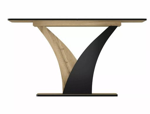 Masă de dining extensibilă VENTO, blat și cadru din placă laminată, stejar artizanal/negru, 76&times;68&times;120/160 cm