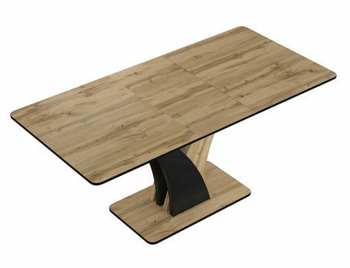 Masă de dining extensibilă VENTO, blat și cadru din placă laminată, stejar artizanal/negru, 76&times;68&times;120/160 cm