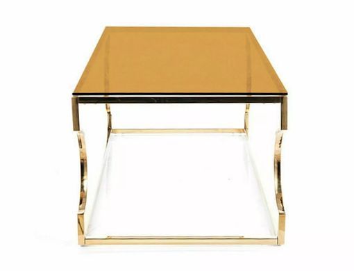 Coffee table KENZO A AMBER with GOLD (TEMPERED GLASS/STAINLESS STEEL) 120&times;60 cm