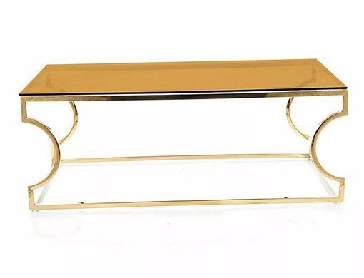 Coffee table KENZO A AMBER with GOLD (TEMPERED GLASS/STAINLESS STEEL) 120&times;60 cm