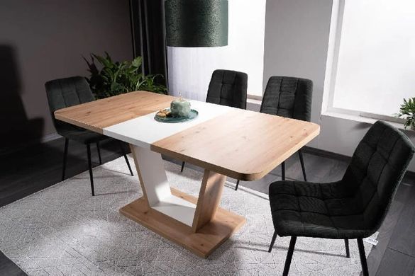 Masă de dining NIGEL STEJAR ARTISAN cu ALB MAT (PAL LAMINAT) 120(160)&times;80 cm