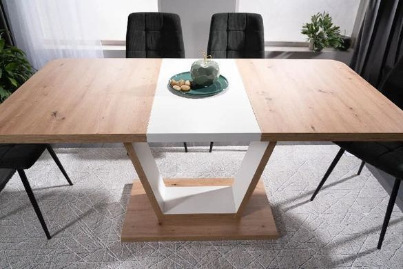 Masă de dining NIGEL STEJAR ARTISAN cu ALB MAT (PAL LAMINAT) 120(160)&times;80 cm