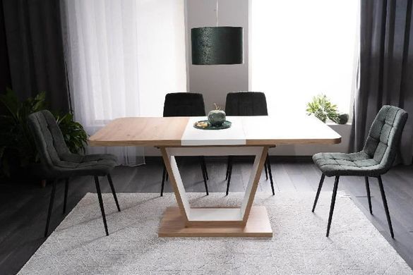 Masă de dining NIGEL STEJAR ARTISAN cu ALB MAT (PAL LAMINAT) 120(160)&times;80 cm