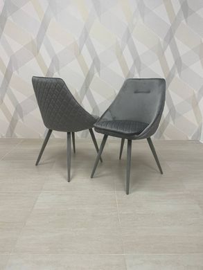 Dining chair VALENCIA GREY 56*54*85 (dining chair, back and seat grey velvet, leg black metal covered by velvet grey)(29581)