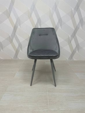 Dining chair VALENCIA GREY 56*54*85 (dining chair, back and seat grey velvet, leg black metal covered by velvet grey)(29581)