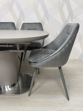 Dining chair VALENCIA GREY 56*54*85 (dining chair, back and seat grey velvet, leg black metal covered by velvet grey)(29581)