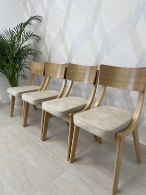 Комплект стільців (4) обідніх дерев'яних Diran, Natural, тканина Мустанг крем