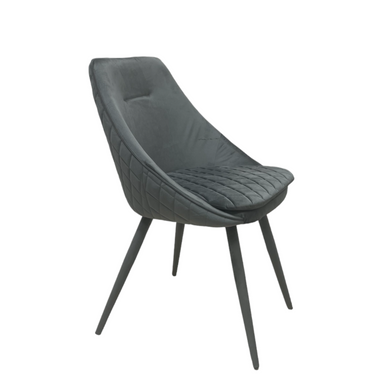 Dining chair VALENCIA GREY 56*54*85 (dining chair, back and seat grey velvet, leg black metal covered by velvet grey)(29581)