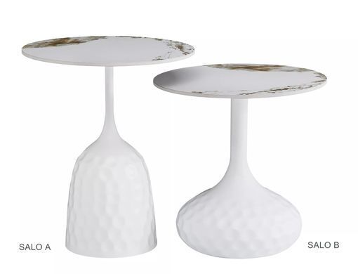 Coffee table SALO A WHITE MARBLE EFFECT with MATTE WHITE (CERAMIC/METAL) 50&times;60 cm