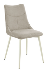 Scaun de dining KELVIN BEIGE (scaun de dining, spătar și șezut din țesătură de designer, picioare metalice crem).(29868)