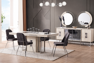Set de living MARSİLYA (Masă, 6 scaune, comodă și oglinda)