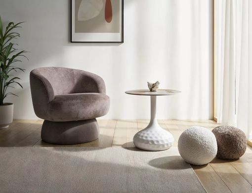 Coffee table SALO B WHITE MARBLE EFFECT with MATTE WHITE (CERAMIC, METAL) 50&times;49 cm