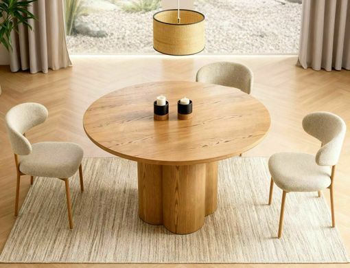Masă de dining ROSALIA, blat și picior din furnir natural/culoare stejar 120*74 cm