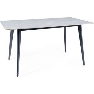 Masă de dining IVY GRI cu NEGRU MAT (CERAMICĂ/METAL) 140&times;80 cm