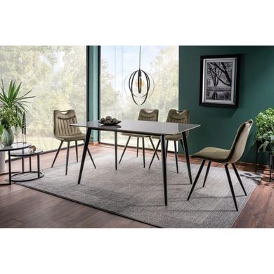 Masă de dining IVY GRI cu NEGRU MAT (CERAMICĂ/METAL) 140&times;80 cm